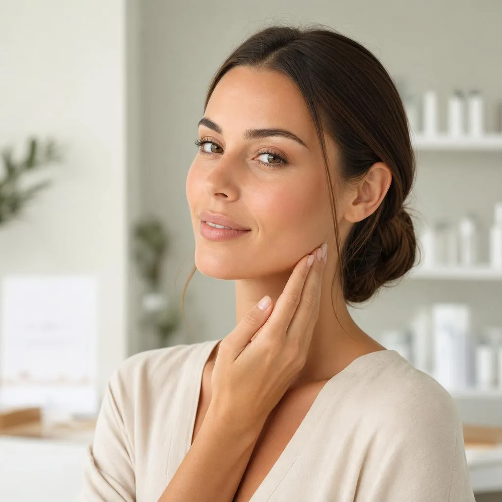 Woman in a clinical setting representing Matrix Pro skin and neck treatment